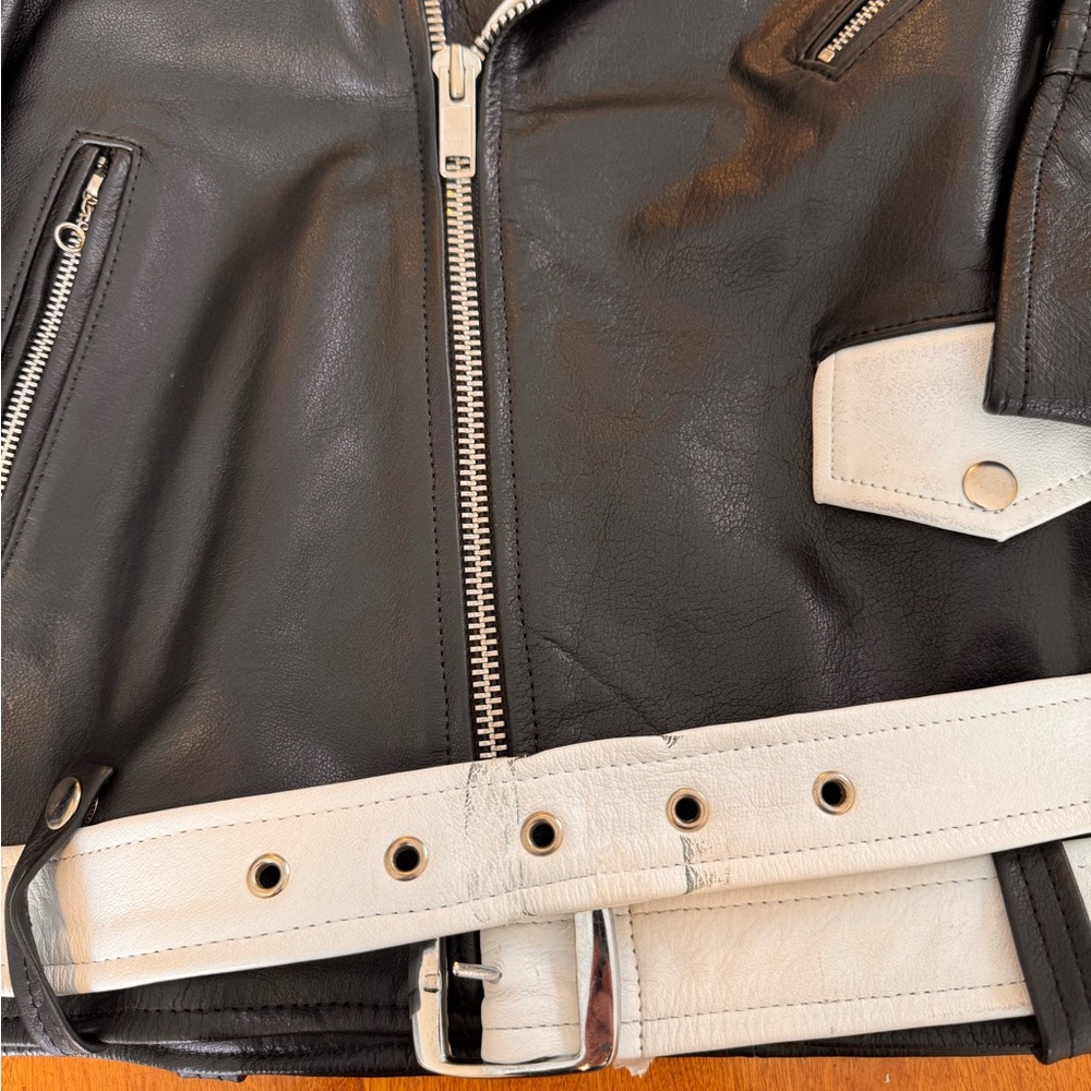 Straight to Hell  Black and White Leather Jacket - Picture 8 of 9